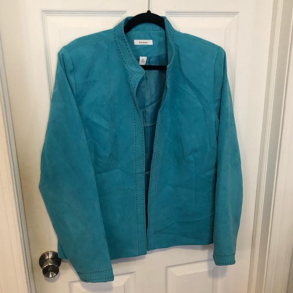 Dress Barn. Micro suede teal blazer. Size XL.